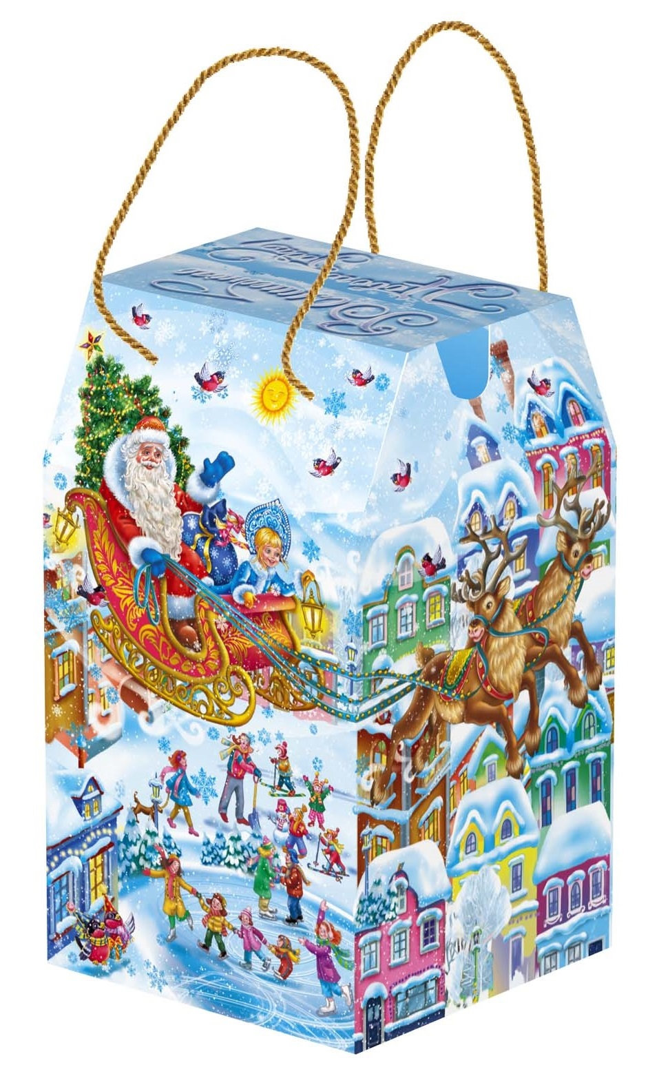 ГК10. Набор конфет Башенка малая Волшебный город (МГК, УФ лак, блестки, веревочная ручка), H 19см. вес 900гр. 980 руб.