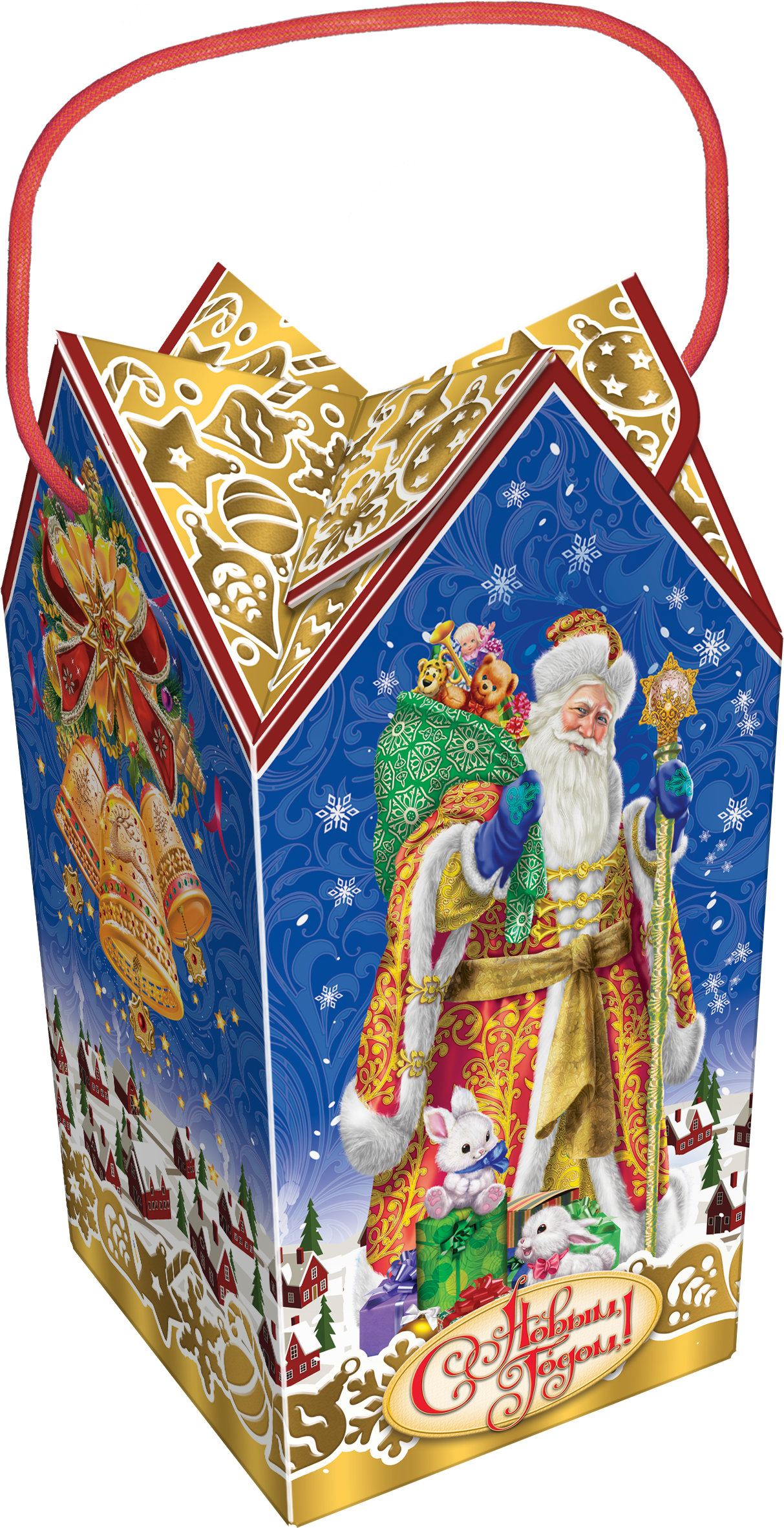 ГК12. Набор конфет Золотой узор  (МГК, УФ лак, блестки. веревочная ручка), H 23см. вес1000гр. 1000руб.