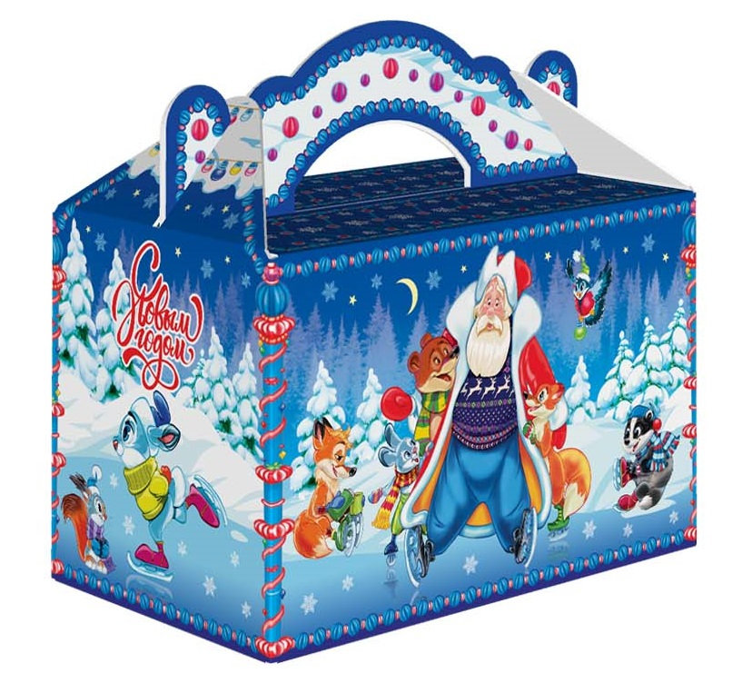 ГК20. Набор конфет Чемоданчик средний Зимние забавы (МГК, УФ лак, блестки), H 19см. вес 1000гр. 950 руб.