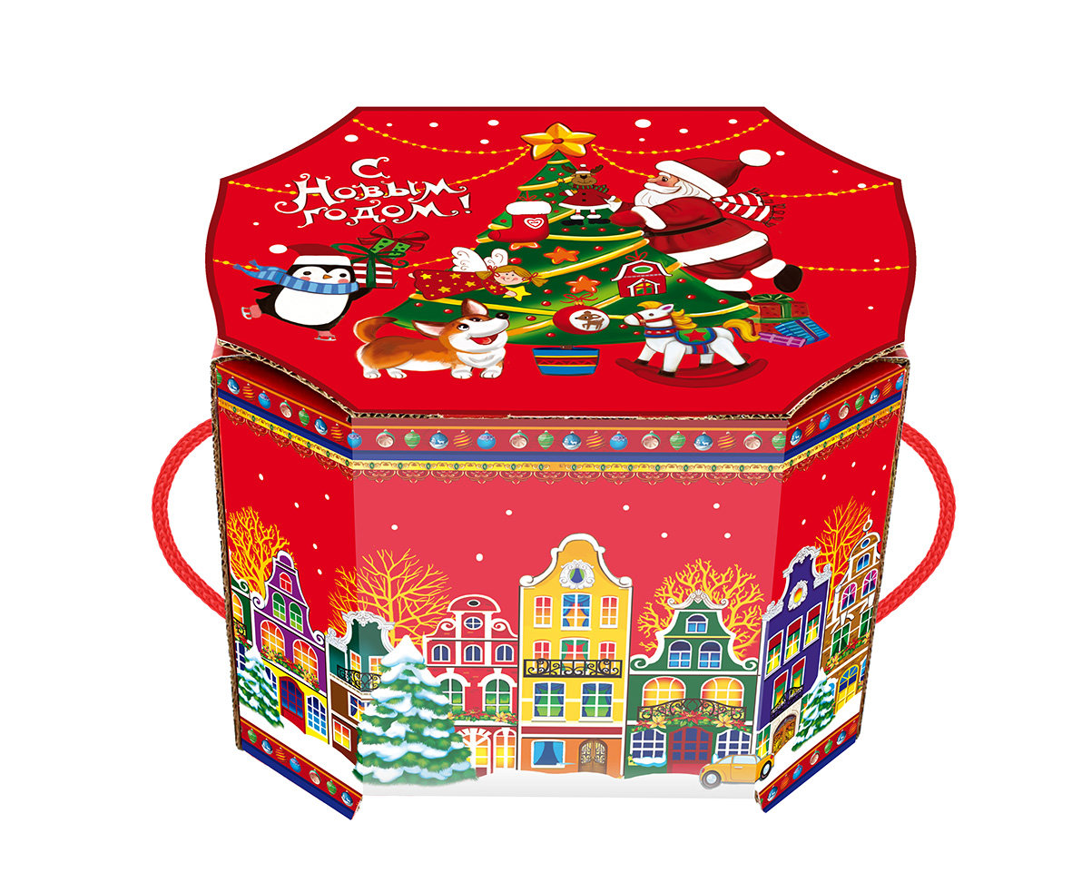 ГК24. Набор конфет Шкатулка Город (МГК, УФ лак, веревочная ручка)  H 16,5см. вес 1100гр. 1100 руб.