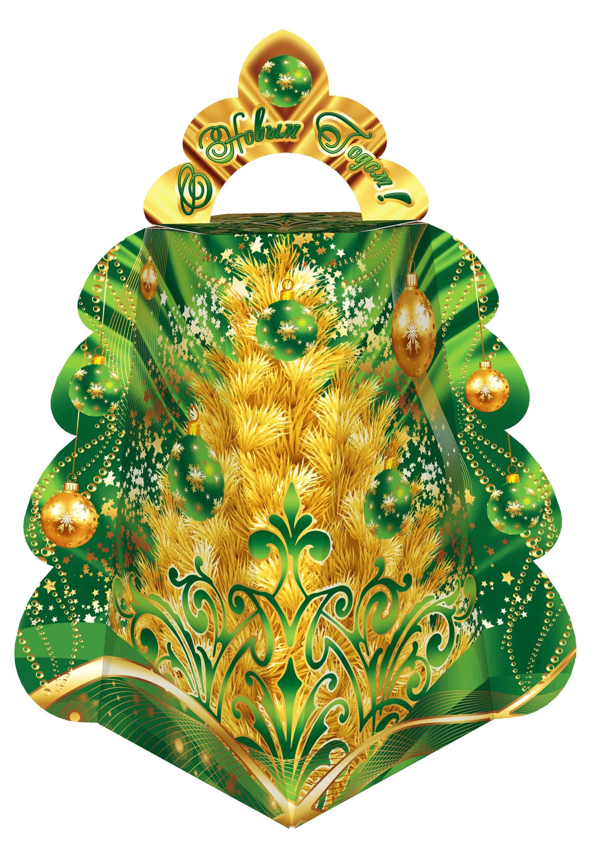 ГК38. Набор конфет Елка большая Праздничный шелк в зеленом (МГК, УФ лак, блестки), H 35см. вес 1500гр. 1350 руб.