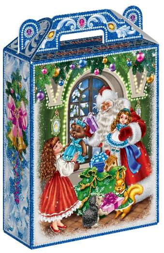 ГК5. Набор конфет Подарок Праздник (МГК, блестки), H 25см. вес 800гр. 800 руб.