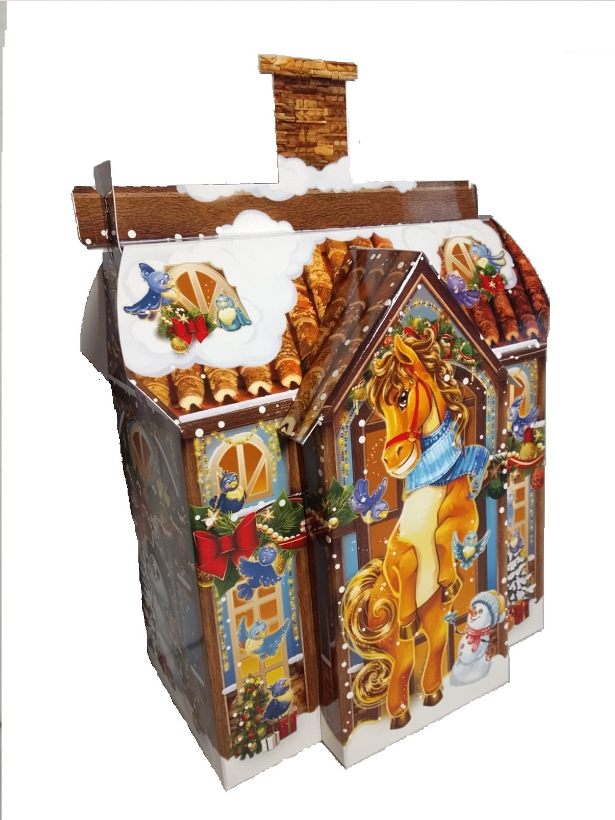 К8. Набор конфет Котеджик Лошадка (картон, УФ лак)  H 19см. вес 700гр. 550 руб.