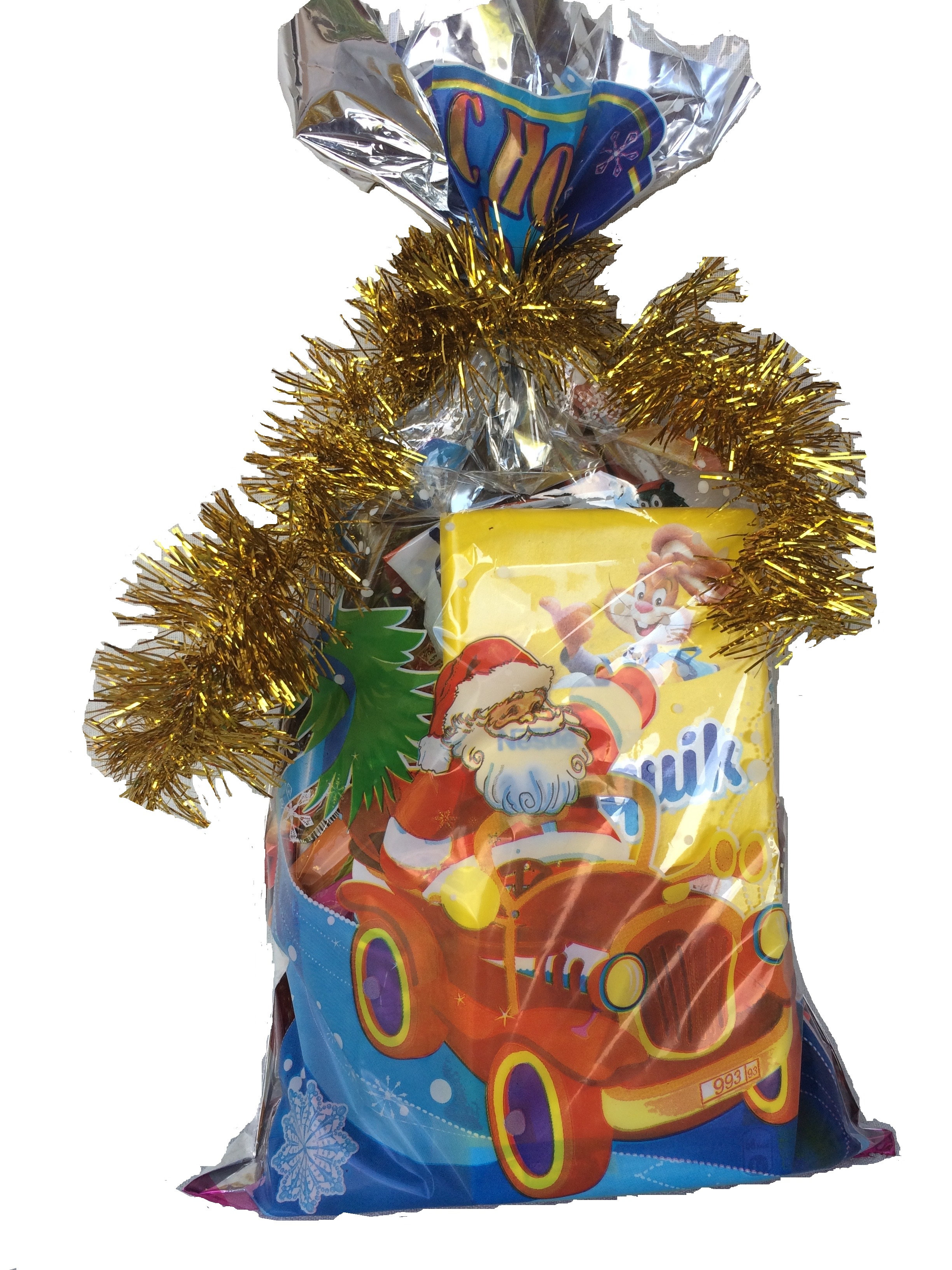 П1. Набор конфет Пакет новогодний малый серебристый(пластик), H 35см. вес 700гр. 450 руб.