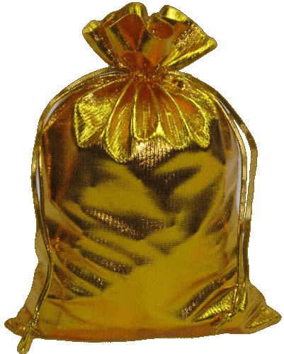Т13. Набор конфет Мешок золотой большой (текстиль), H 34см., вес 1400гр. 1575 руб.