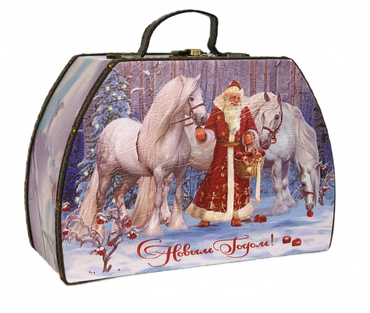 Д3. Набор конфет Чемодан Кони в яблоках (дерево), H  18см, вес 1700гр. 4700 руб.