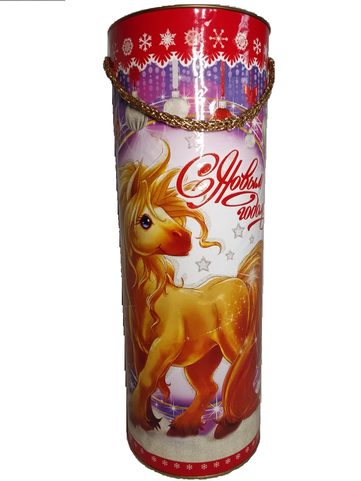 ПК8. Набор конфет Туба Лошадка  (футлярный картон, УФ лак,  веревочная ручка) H  34,5 см. вес 1700гр. 1600 руб.