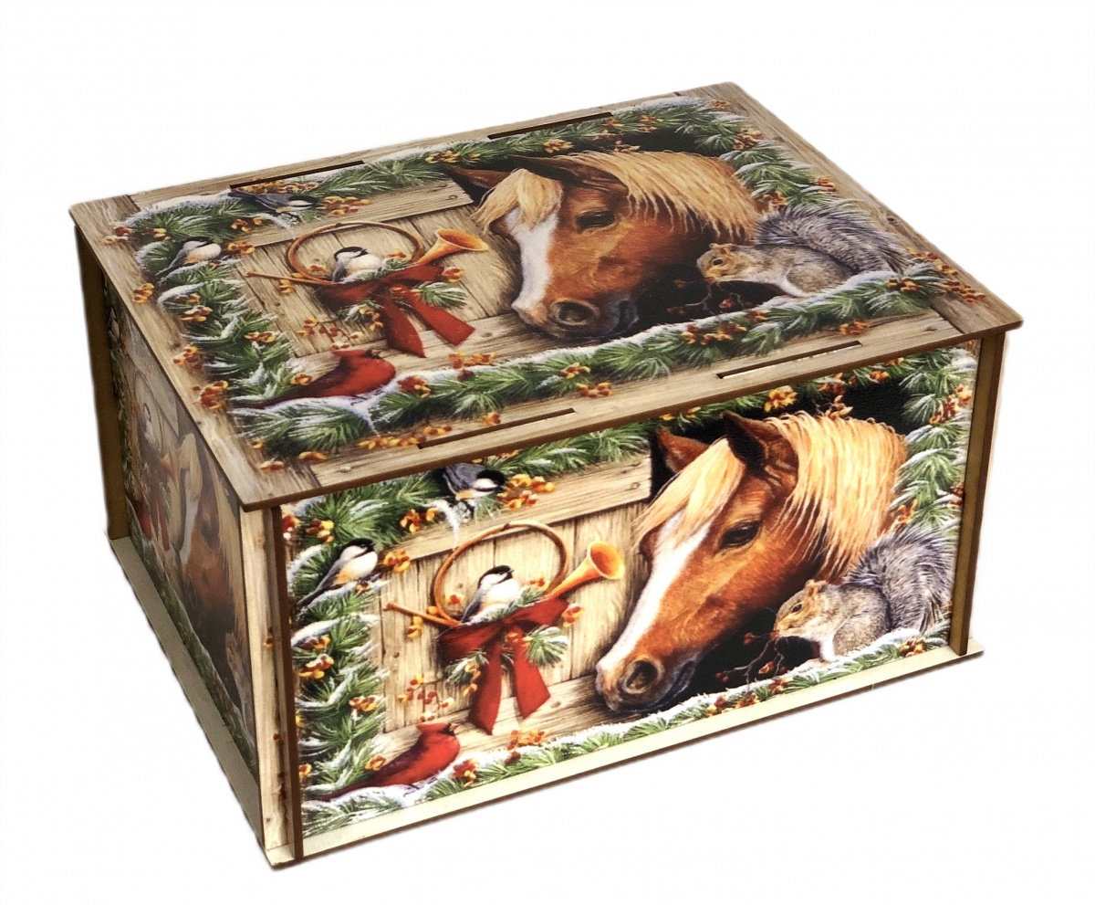 Ф2. Набор конфет Посылка Символ года (фанера декоративная), H  11,5 см. вес 900гр. 1180 руб.